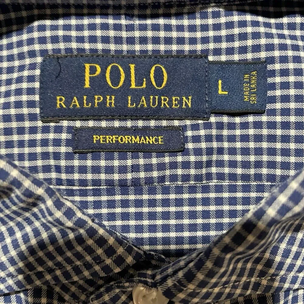 Polo Ralph Lauren Performance Shirt Gingham Long Sleeve Button Up‎ Mens Large